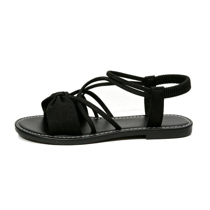 Knot-Front Elastic Ankle Sandals