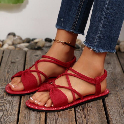 Knot-Front Elastic Ankle Sandals