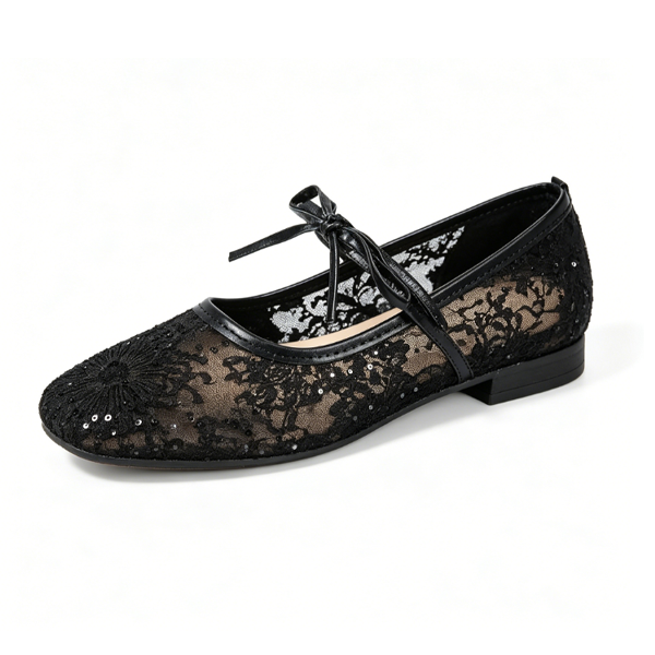 Hidden Wedge Lace Ballet Flats for Women