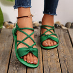 Knot-Front Elastic Ankle Sandals