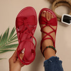 Knot-Front Elastic Ankle Sandals