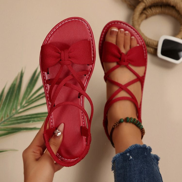 Knot-Front Elastic Ankle Sandals