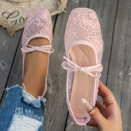 Hidden Wedge Lace Ballet Flats for Women