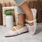 Hidden Wedge Lace Ballet Flats for Women