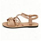 Knot-Front Elastic Ankle Sandals