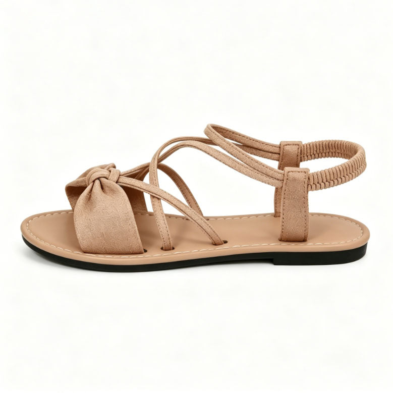 Knot-Front Elastic Ankle Sandals