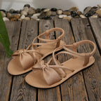 Knot-Front Elastic Ankle Sandals