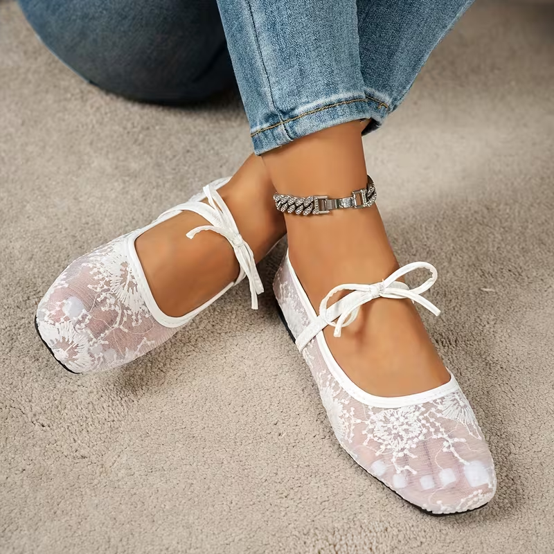 Hidden Wedge Lace Ballet Flats for Women