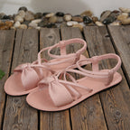 Knot-Front Elastic Ankle Sandals