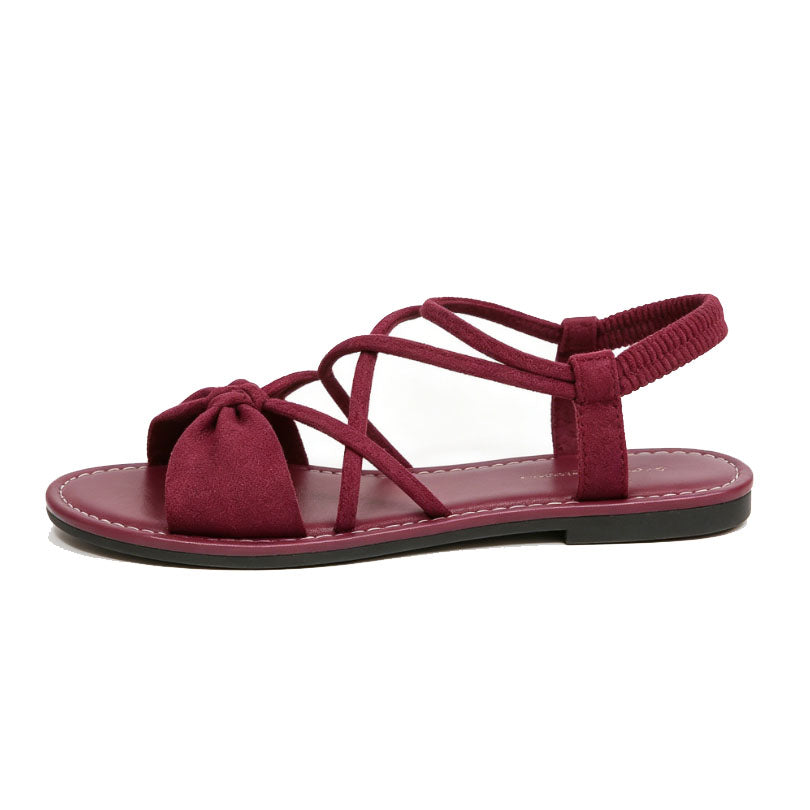 Knot-Front Elastic Ankle Sandals