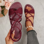 Knot-Front Elastic Ankle Sandals