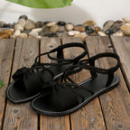 Knot-Front Elastic Ankle Sandals
