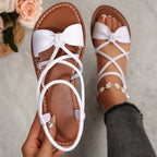 Knot-Front Elastic Ankle Sandals