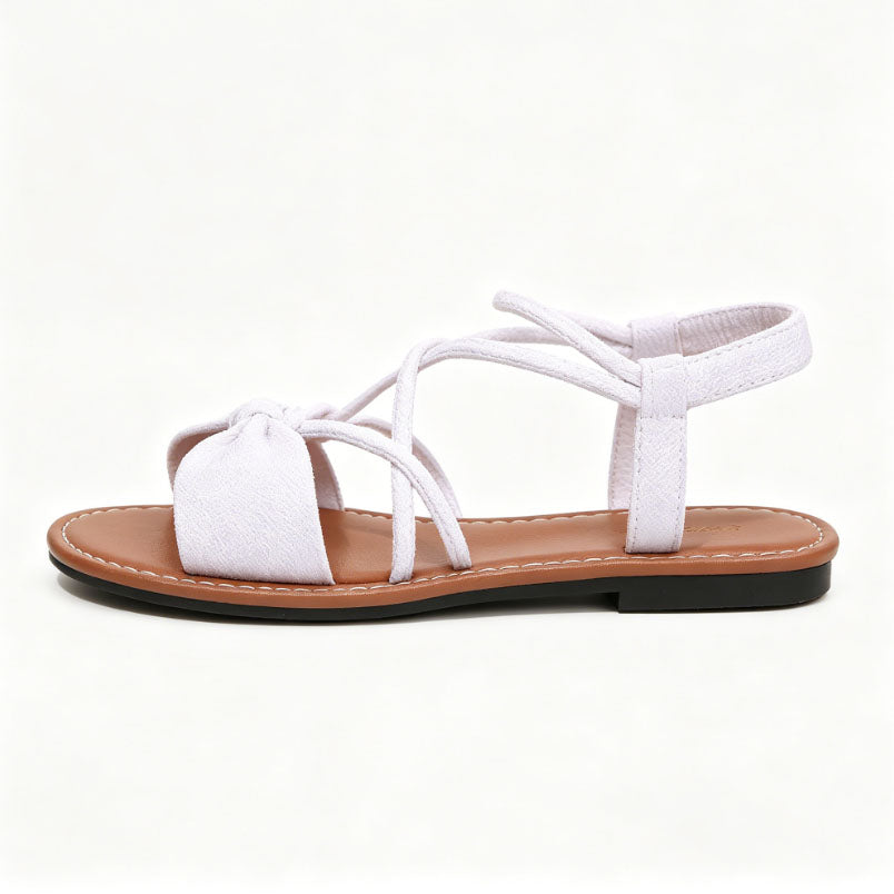 Knot-Front Elastic Ankle Sandals
