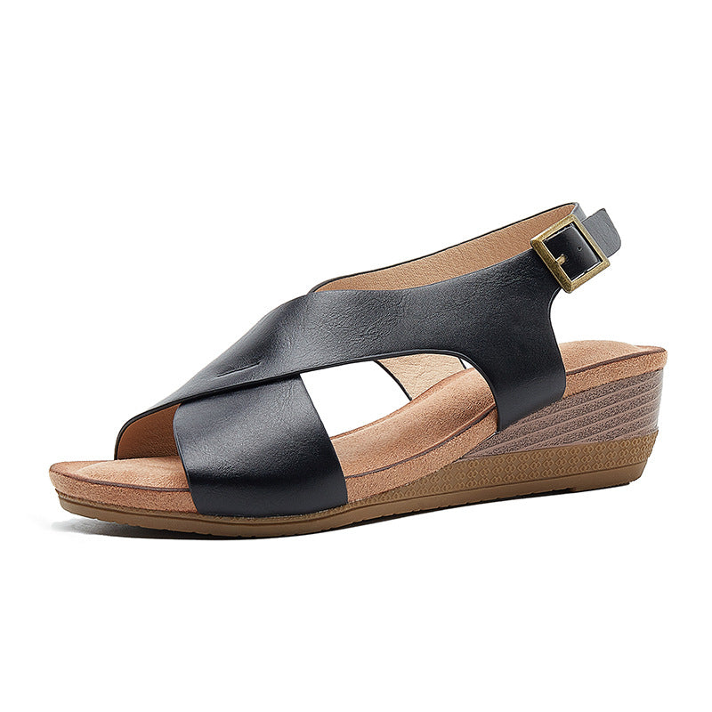 (⏳NOW ON: 70% OFF Sale! 🔥)-Women's Arch Support Casual Platform Ankle Strap Leather Sandals