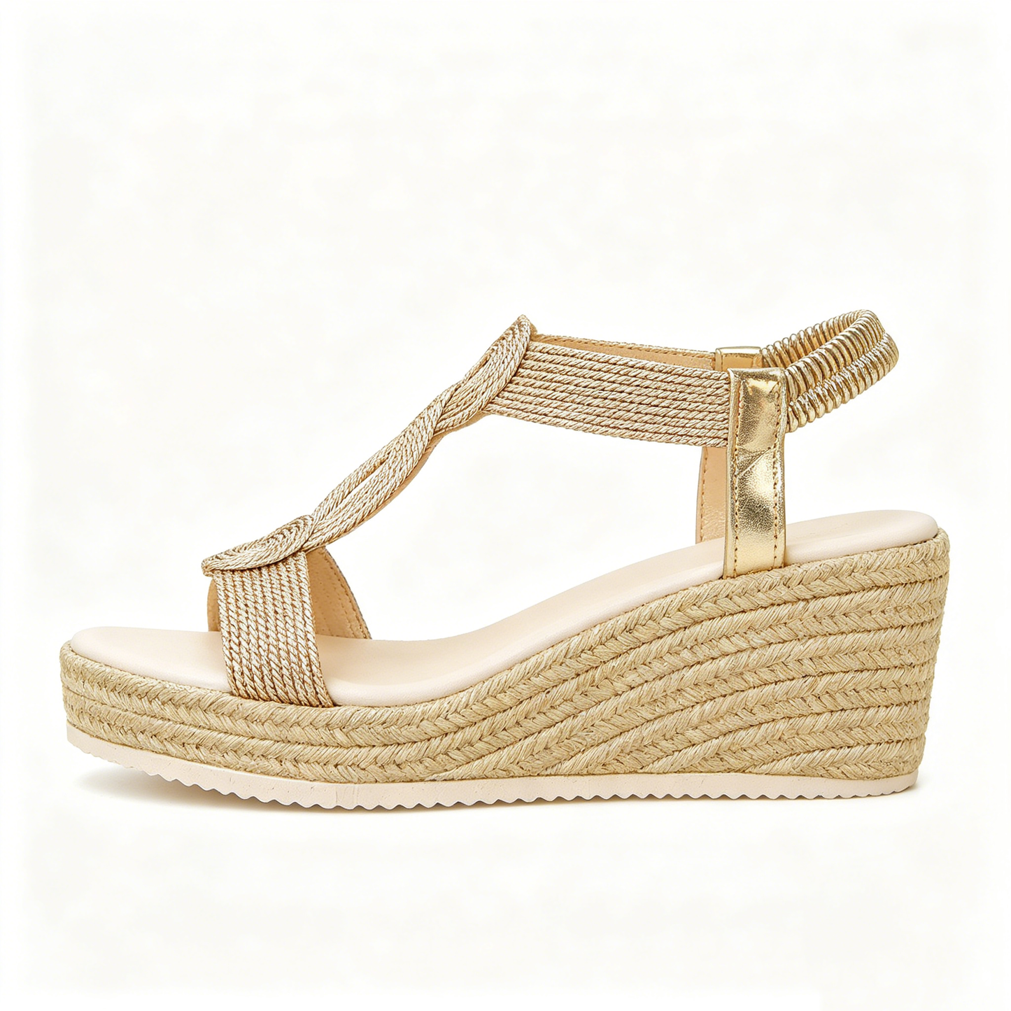 Vacation Essential Knotted Strap Platform Wedges, Lightweight Espadrille Sandals