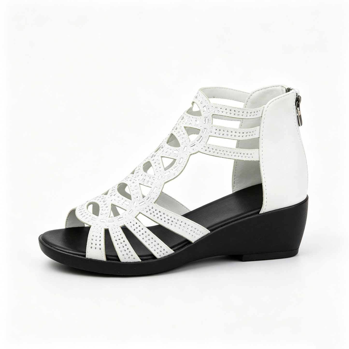 Comfortable Nude Hollow-out Wedge Sandals for Daily Casual Wear