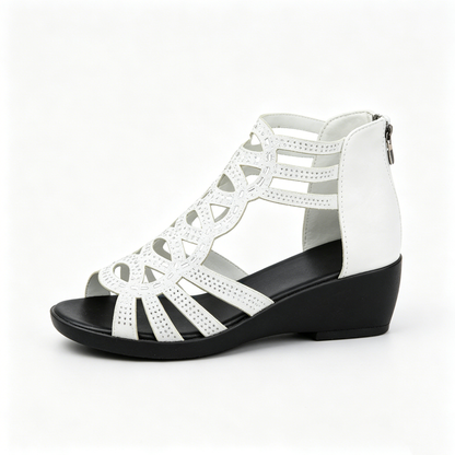 Comfortable Nude Hollow-out Wedge Sandals for Daily Casual Wear