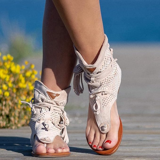 😍Last Day 50% OFF😍-Womens Back Strappy Retro Bohemian Tassel Sandals