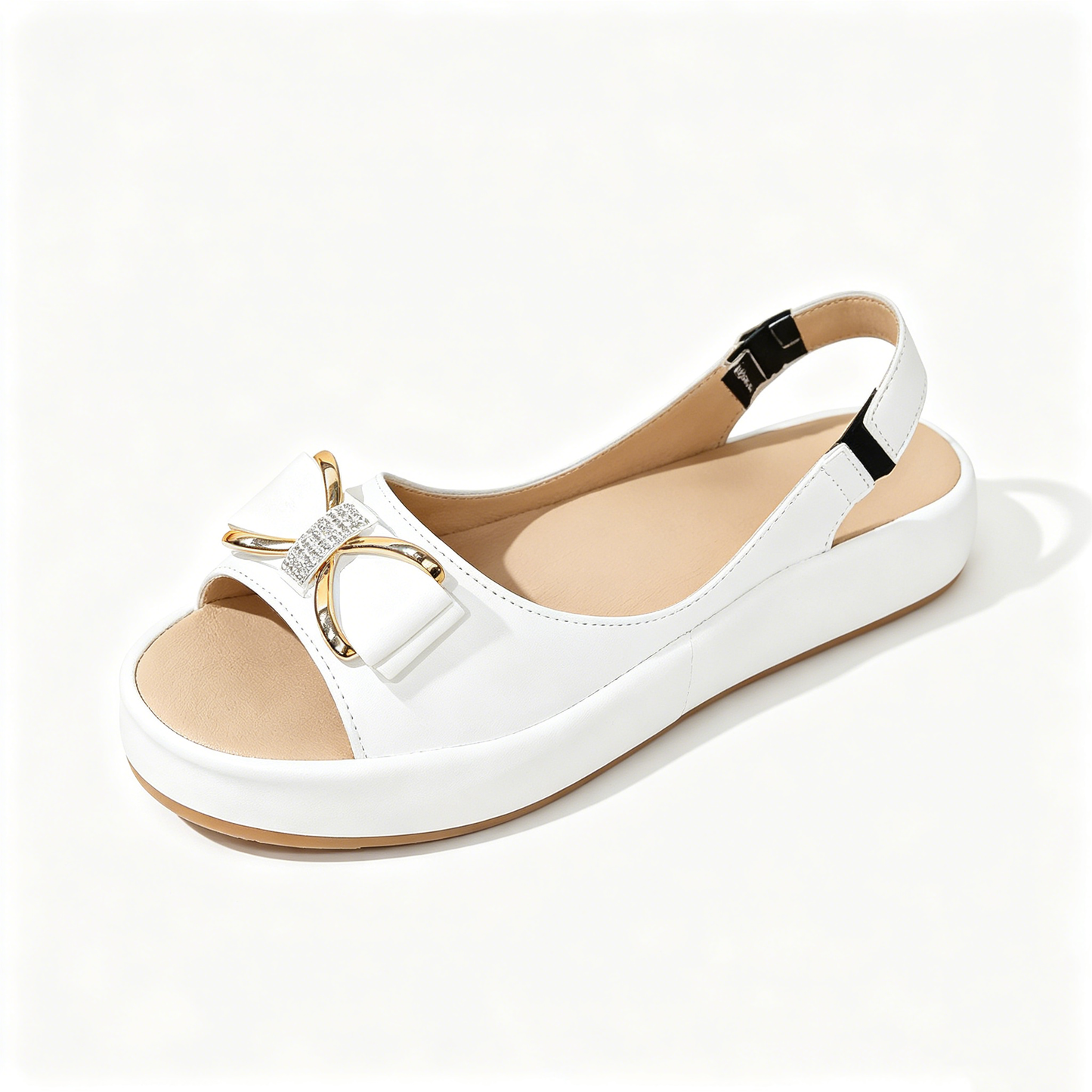 Sweet Rhinestone Bow Platform Sandals for Beach & Casual Summer Outfit