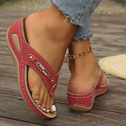 Women's Wedge Heel Flip Flops, Thong Sandals, Casual Beach Slides