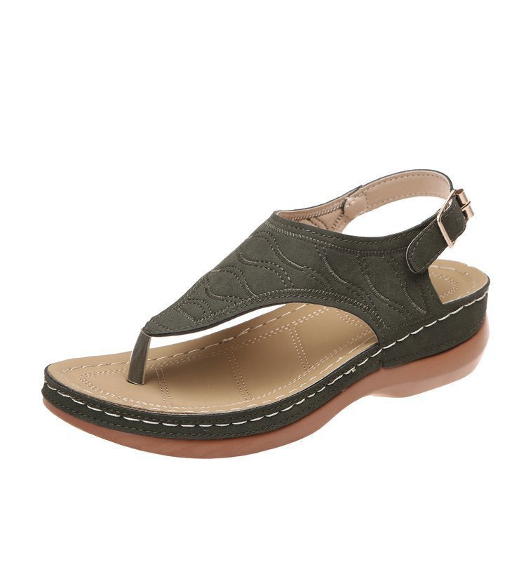 Comfortable Padded T-Strap Wedge Sandals for Beach & Casual Summer Outfit