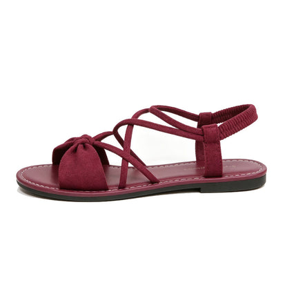 Knot-Front Elastic Ankle Sandals – Easy Slip-On with Arch Support