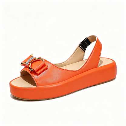 Sweet Rhinestone Bow Platform Sandals for Beach & Casual Summer Outfit