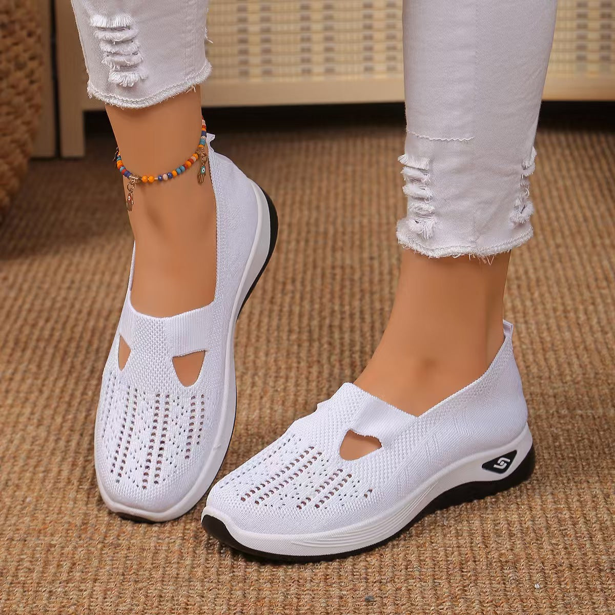 Orthopedic Shoes for Women,Women's Go Walking Slip on Foam Shoes Arch Support Woven Breathable Soft Sole Shoes