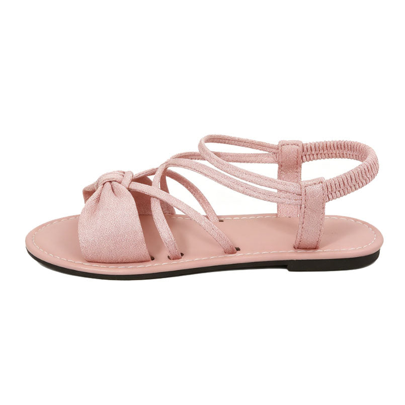 Knot-Front Elastic Ankle Sandals – Easy Slip-On with Arch Support