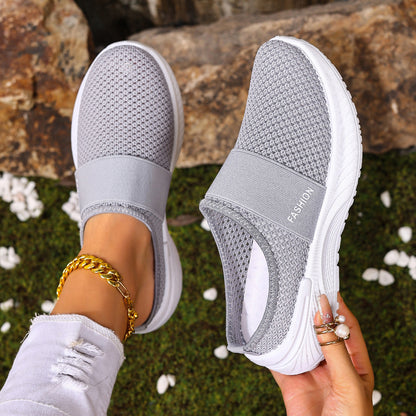 Summer Air Mesh Slip On Trainers | Comfort Open Back Casual Walking Footwear