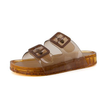 Summer Essential Jelly Slides | Trendy Transparent Buckle Sandals for Women