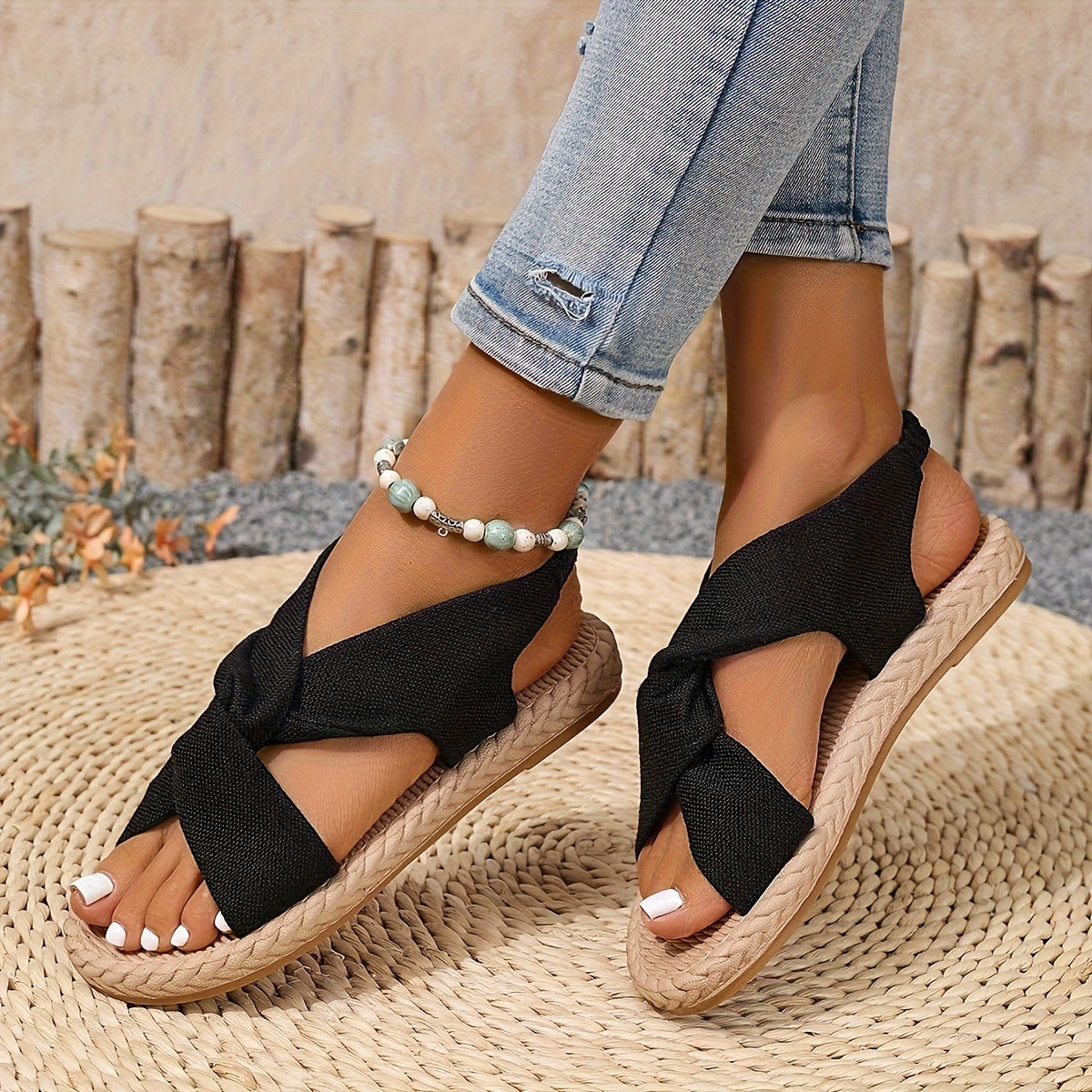 Bohemian Twisted Band Espadrille Sandals for Daily Summer Outfit