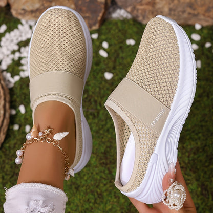 Summer Air Mesh Slip On Trainers | Comfort Open Back Casual Walking Footwear