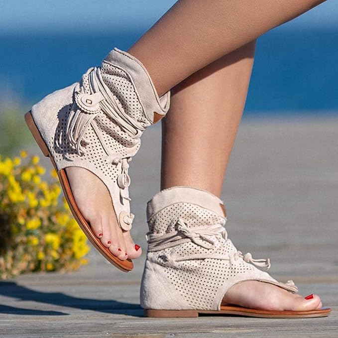 😍Last Day 50% OFF😍-Womens Back Strappy Retro Bohemian Tassel Sandals
