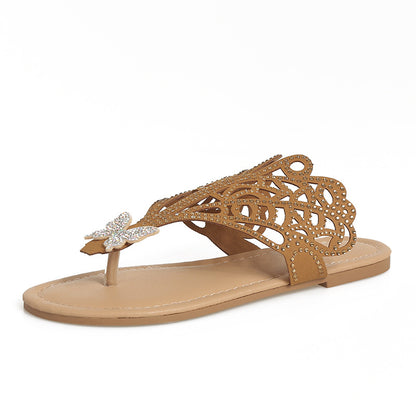 Women's Rhinestone Embellished Butterfly Flat Sandals
