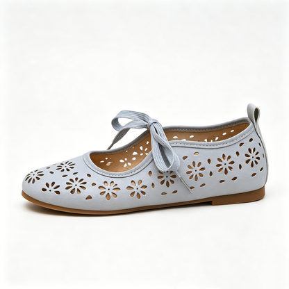 Ladies Breathable Perforated Floral Flat Shoes Casual Walking Daily Footwear