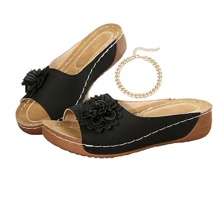 Comfortable Non-Slip Solid Color Open-Toe Wedge Sandals For Women, All Day Walking, Breathable & Lightweight