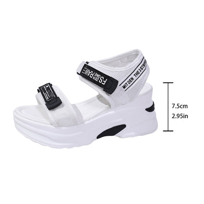 💝Summer Sale⭐❤2026 Summer Women's One Strap Hook & Loop Wedge Platform Sandals Fashion Versatile Beach Casual Shoes