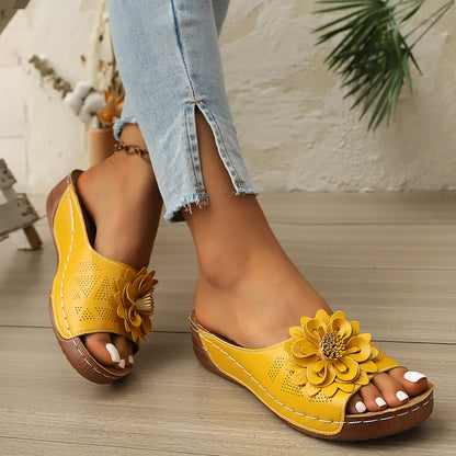 Comfortable Non-Slip Solid Color Open-Toe Wedge Sandals For Women, All Day Walking, Breathable & Lightweight