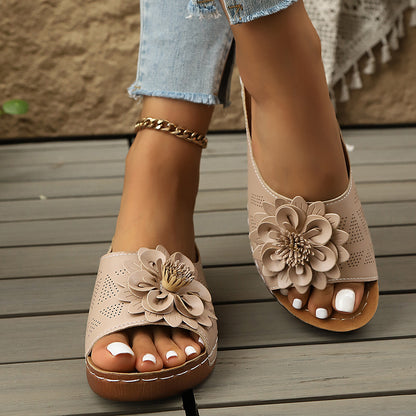 Comfortable Non-Slip Solid Color Open-Toe Wedge Sandals For Women, All Day Walking, Breathable & Lightweight