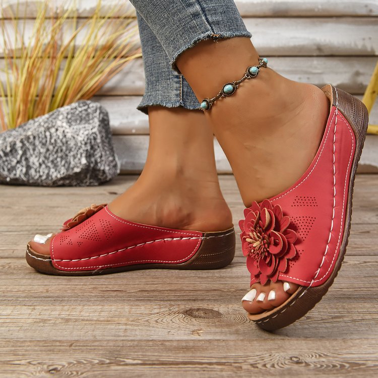 Comfortable Non-Slip Solid Color Open-Toe Wedge Sandals For Women, All Day Walking, Breathable & Lightweight