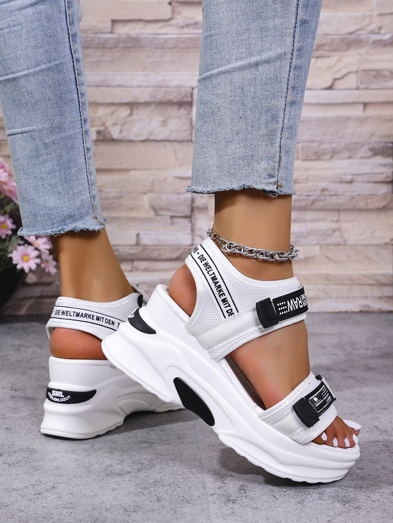 💝Summer Sale⭐❤2026 Summer Women's One Strap Hook & Loop Wedge Platform Sandals Fashion Versatile Beach Casual Shoes