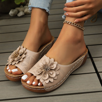 Comfortable Non-Slip Solid Color Open-Toe Wedge Sandals For Women, All Day Walking, Breathable & Lightweight