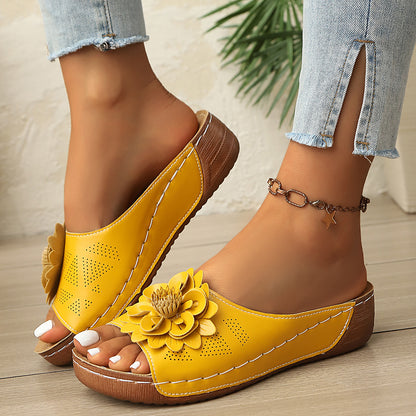Comfortable Non-Slip Solid Color Open-Toe Wedge Sandals For Women, All Day Walking, Breathable & Lightweight