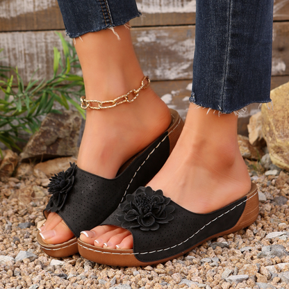 Comfortable Non-Slip Solid Color Open-Toe Wedge Sandals For Women, All Day Walking, Breathable & Lightweight