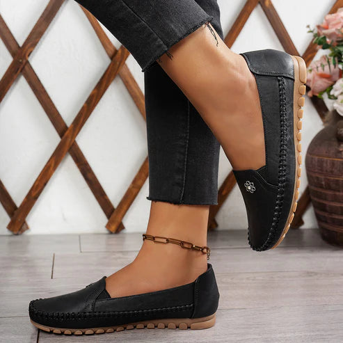 Stylish Orthopedic Leather Shoes - All-Day Comfort for Women