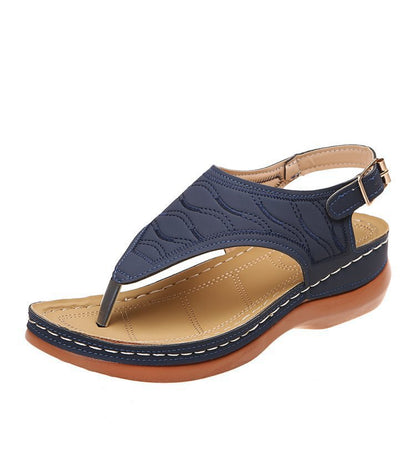 Comfortable Padded T-Strap Wedge Sandals for Beach & Casual Summer Outfit