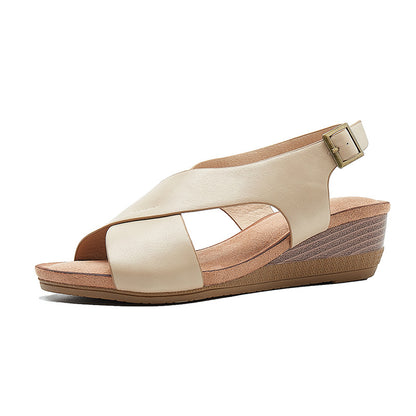 (⏳NOW ON: 70% OFF Sale! 🔥)-Women's Arch Support Casual Platform Ankle Strap Leather Sandals