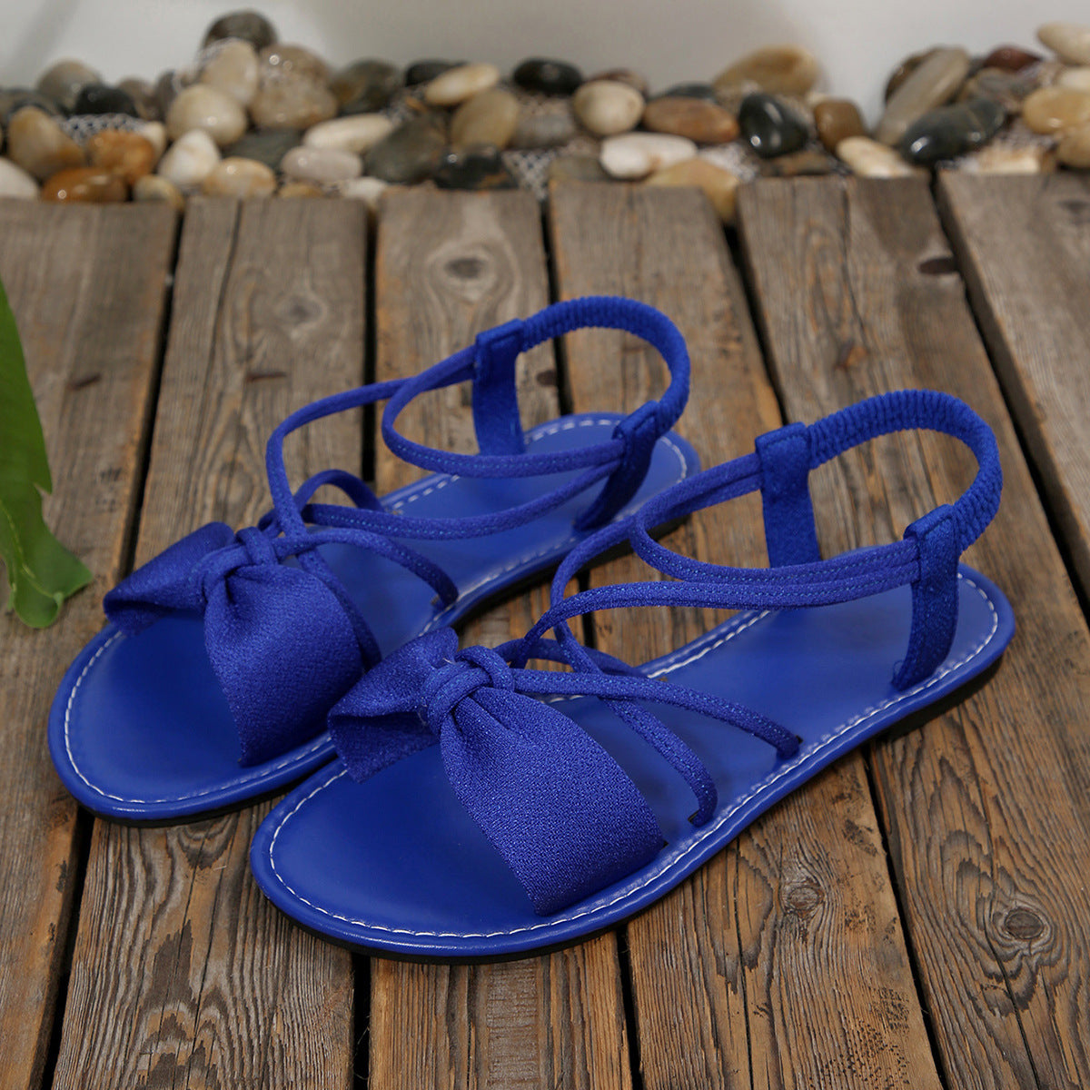 Knot-Front Elastic Ankle Sandals – Easy Slip-On with Arch Support